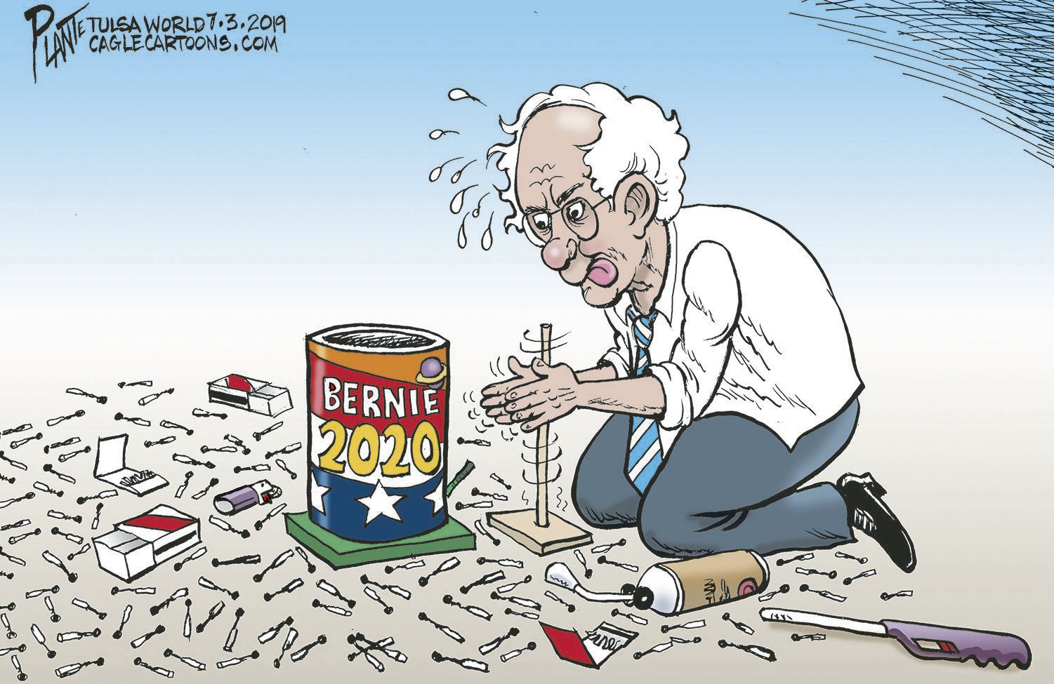 Bruce Plante Cartoon: Bernie Sanders' fireworks